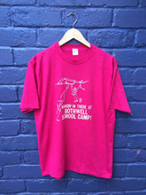 Vintage 80s ‘Hanging in there at Bothwell School Camp’ cerise pink single stitch t shirt size large